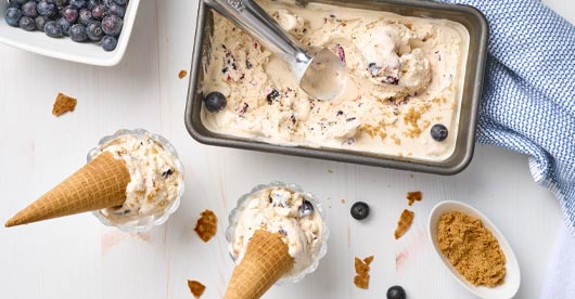 Blueberry and Brown Sugar No Churn Ice Cream With Sustainably Made Dairy