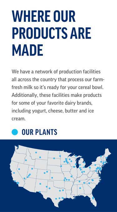map of where our products are made in the United States of America