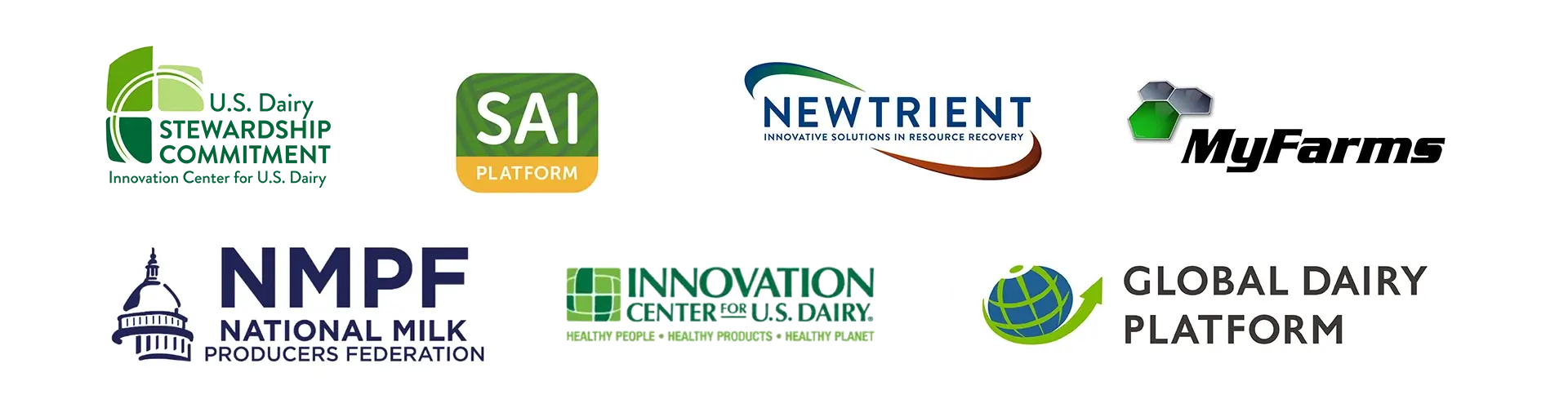 partner-logos-sustainability.webp U.S. Dairy Stewardship Commitment, SAI Platform, Newtrient, MyFarms, National Milk Producers Federation, Innovation Center for U.S. Dairy, and Global Dairy Platform are all DFA partners in sustainability.